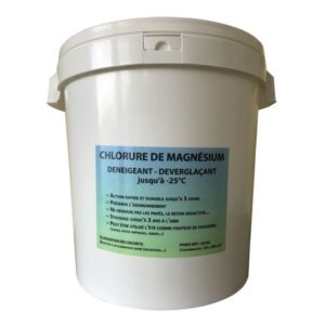 Pot blanc de 25 kg de chlorure de magnésium